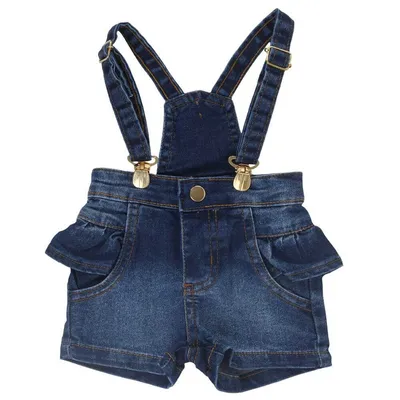 Jardineira Jeans Din Don Bebê Menina Babados Lateral