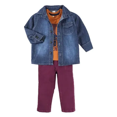 Conjunto Camisa Jeans + Camiseta Estampada + Calça Sarja Menino 21856 Conjunto Camisa Jeans + Camiseta Estampada + Calça Sarja Menino 21856