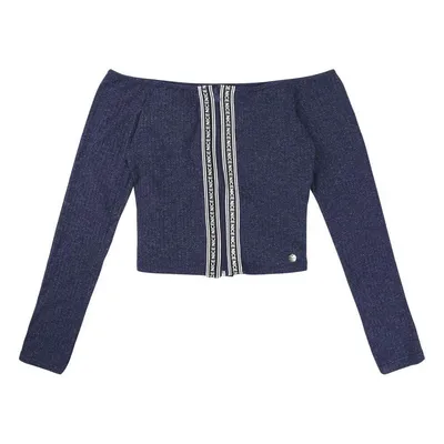 Blusa Canelada Manga Longa Galão Menina 20087