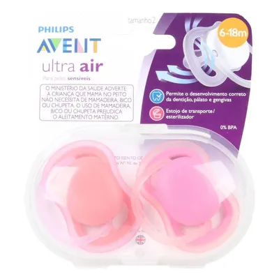 Kit Chupeta Avent Ultra Air 02 Unidades Com Bico Simétrico