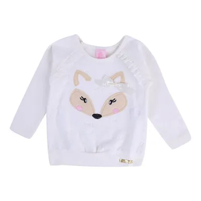 Blusa Manga Longa Caracoles Com Bordado Raposa E Laço Bebê