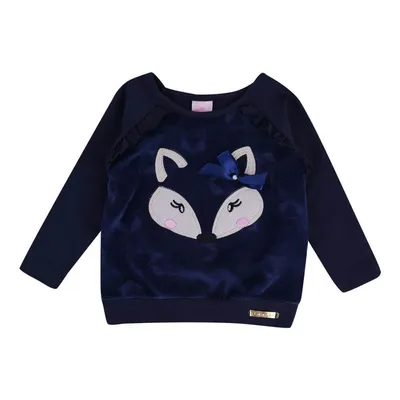 Blusa Manga Longa Caracoles Com Bordado Raposa E Laço Bebê