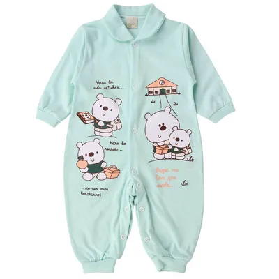 Macacão Longo Smoby Baby Em Meia Malha Silk Ursinho Estudar