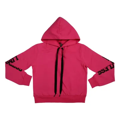 Blusão Cereja Rosa Em Moletom Com Capuz E Estampa Na Manga