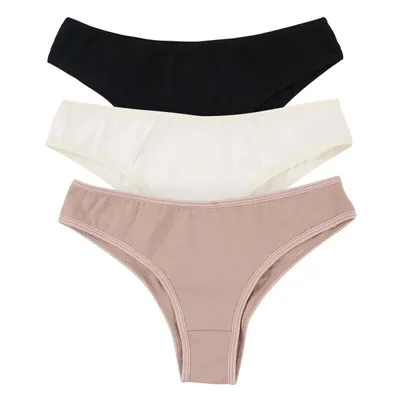 Kit Calcinha Rosastyl Tanga Cotton Com 03 Peças Cor Sortida