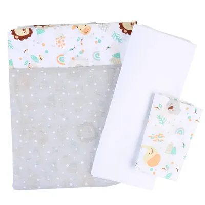 Jogo De Lençol Baby Gijo Cute Animals Neutro 3 Peças Jogo De Lençol Baby Gijo Cute Animals Neutro 3 Peças