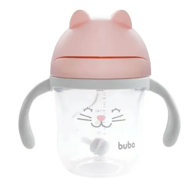 Copo Buba Com Alça E Canudo Gatinha 220 ML