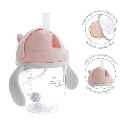 Copo Buba Com Alça E Canudo Gatinha 220 ML