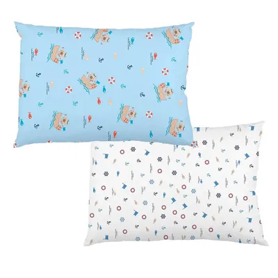 Kit Fronha Bublim Estampada Marinheiro - 2 Peças Kit Fronha Bublim Estampada Marinheiro - 2 Peças