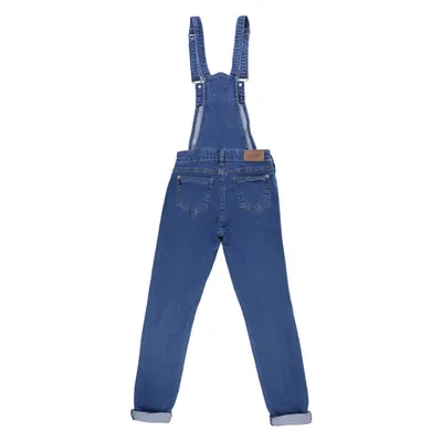 Jardineira Jeans Juvenil Pami Rasgos E Barra Virada