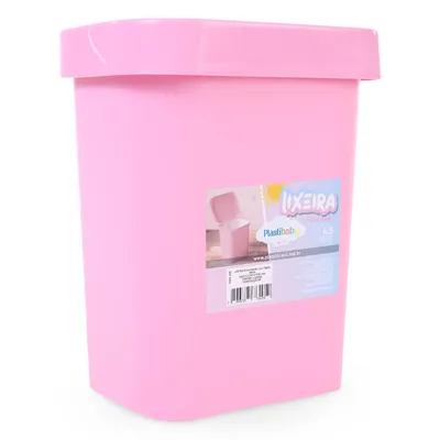 Lixeira Plastibrasil Com Tampa Rosa 4 Litros