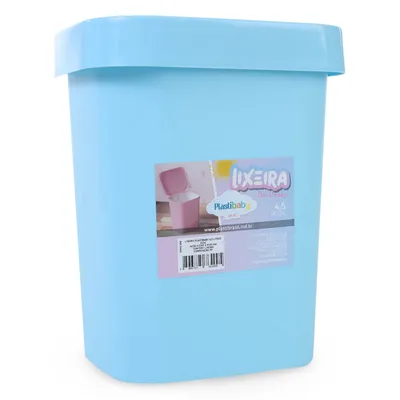 Lixeira Plastibrasil Com Tampa Azul 4 Litros
