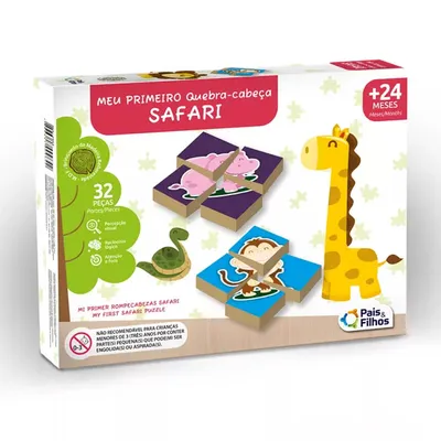 Quebra Cabeça De Madeira Coluna Safari 32 Peças Quebra Cabeça De Madeira Coluna Safari 32 Peças