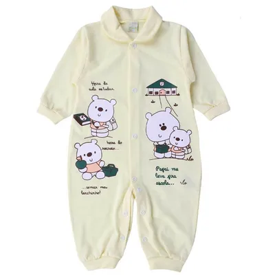 Macacão Longo Smoby Baby Em Meia Malha Silk Ursinho Estudar