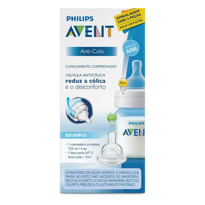 Mamadeira Avent 125 ML Com Bico Anti - Colic Azul Mamadeira Avent 125 ML Com Bico Anti - Colic Azul