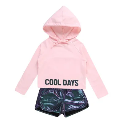 Conjunto Color Girl Blusa Manga Longa Capuz + Short Holográfico