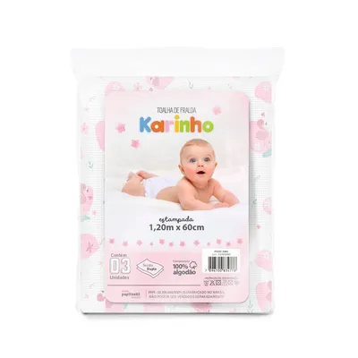 Kit Toalha Fralda Papi Karinho Estampada - 03 Unidades
