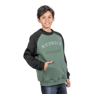 Casaco Juvenil Nicoboco Moletom Com Bolso Canguru E Estampa