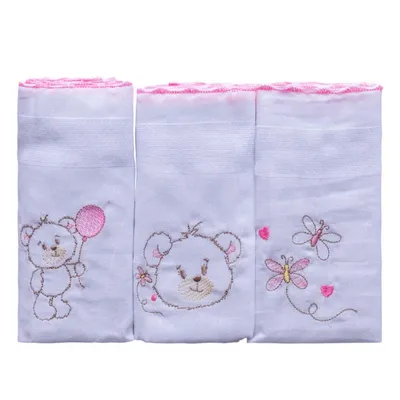 Fralda Incomfral Bambi Luxo Bordada Com 03 Peças