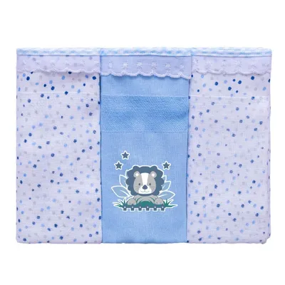 Fralda Incomfral Bambi Bordada Confete Azul Com 03 Peças