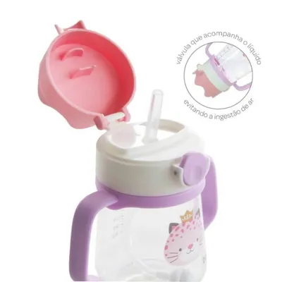 Copo Buba Com Alça E Canudo Oncinha 240 ML Copo Buba Com Alça E Canudo Oncinha 240 ML
