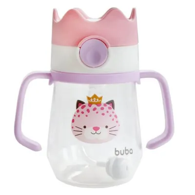 Copo Buba Com Alça E Canudo Oncinha 240 ML Copo Buba Com Alça E Canudo Oncinha 240 ML