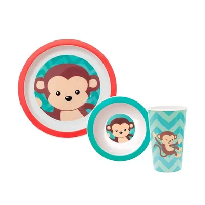 Kit Refeição Buba Animal Fun Macaco - 03 Peças Kit Refeição Buba Animal Fun Macaco - 03 Peças