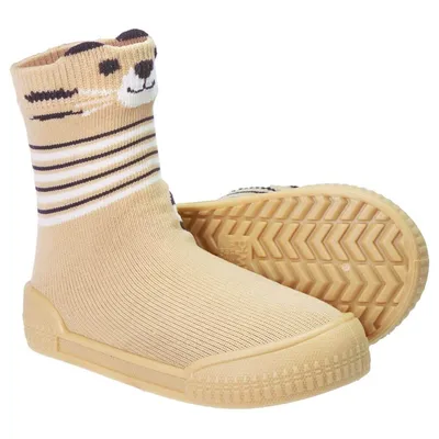 Meia Com Sola Bebê Pimpolho Cano Alto Tigre