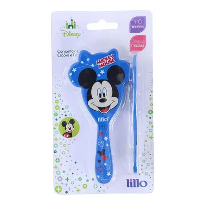 Kit Escova + Pente Lillo Disney Estampa Mickey Mouse Azul Kit Escova + Pente Lillo Disney Estampa Mickey Mouse Azul