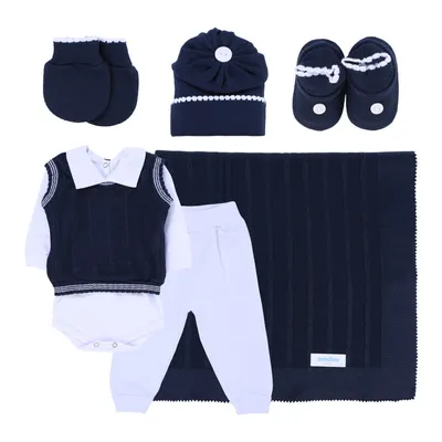 Saída De Maternidade Sanches Menino Em Acrílico - 7 Peças Saída De Maternidade Sanches Menino Em Acrílico - 7 Peças