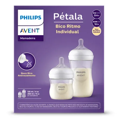 Kit Mamadeira Avent Pétala 3.0 125ml e 260ml - 2 Peças Kit Mamadeira Avent Pétala 3.0 125ml e 260ml - 2 Peças