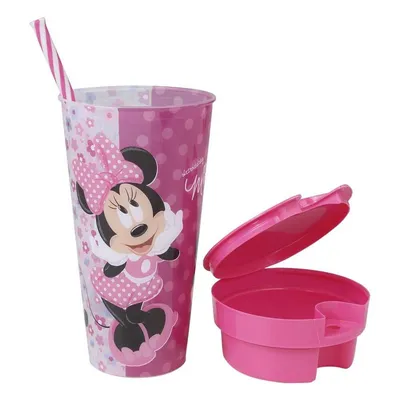 Copo Com Canudo Minnie 02 Em 01 540ML Menina 20939 Copo Com Canudo Minnie 02 Em 01 540ML Menina 20939