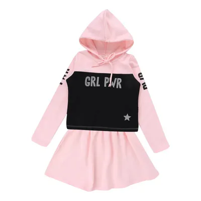 Conjunto Color Girl Blusa Com Capuz Girl Power + Saia Moletom