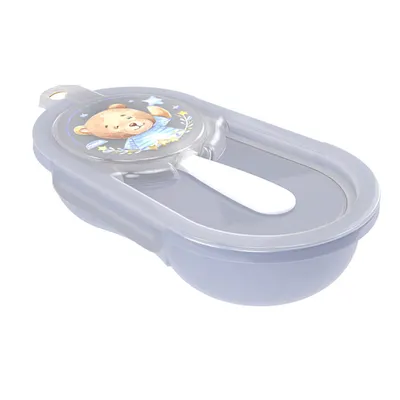 Pote Papinha Plasútil Com Trava E Colher Urso