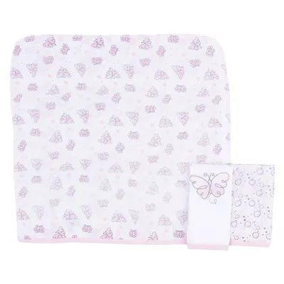 Kit Pano De Boca Minasrey Composê Bordado Borboleta - 03 Peças