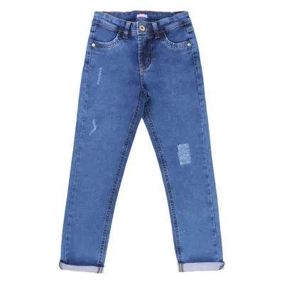 Calça Jeans Moletom Infantil Kookabu Puídos E Barra Virada