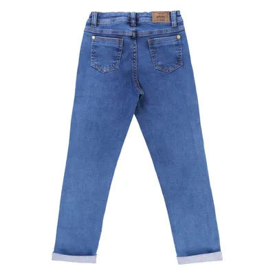 Calça Jeans Moletom Infantil Kookabu Puídos E Barra Virada