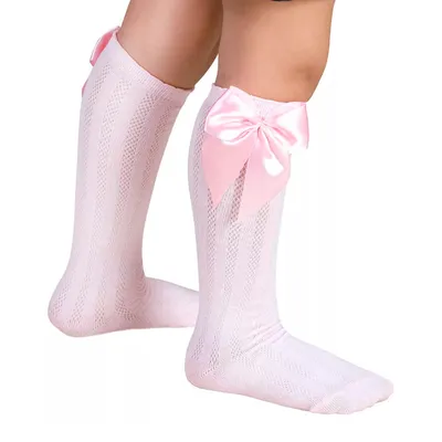 Meia 3/4 Infantil Duck De Festa Com Laço De Cetim