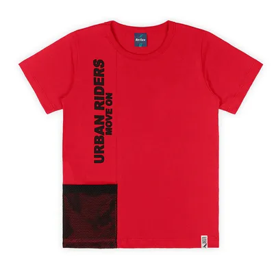 Camiseta Infantil ReiRex Meia Malha Com Bolso Em Tela