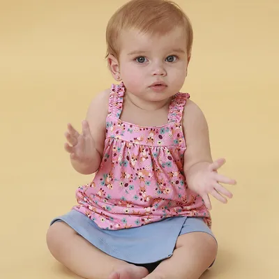 Conjunto Bebê Kookabu Alça Em Lastex Estampa Floral