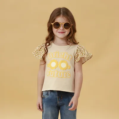 Blusa Infantil Kookabu Meia Malha Babado Estampa Flores