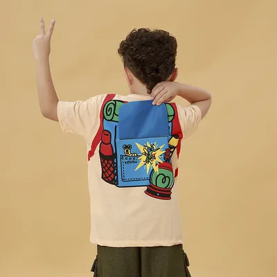 Camiseta Infantil Kookabu Meia Malha Listrada Estampa Costas