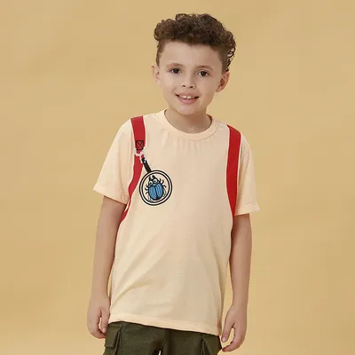 Camiseta Infantil Kookabu Meia Malha Listrada Estampa Costas