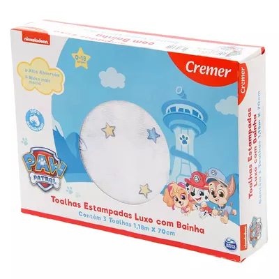 Toalha Fralda Cremer Luxo Patrulha Canina Com 03 Unidades Toalha Fralda Cremer Luxo Patrulha Canina Com 03 Unidades