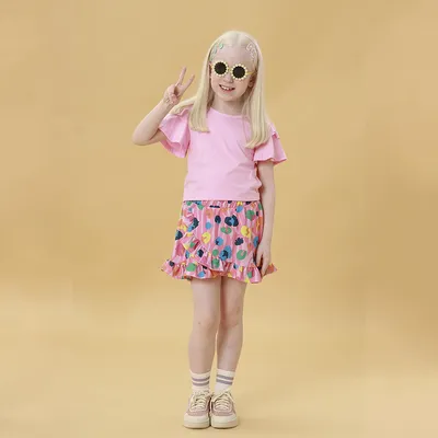Conjunto Infantil Kookabu Blusa Meia Malha Manga Babado
