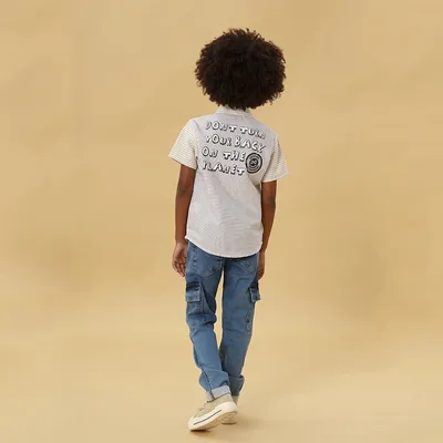 Camisa Infantil Kookabu Em Listrado Estampada Costas
