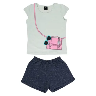 Conjunto Rovitex Blusa Manga Curta Com Estampa Bolsa + Shorts Conjunto Rovitex Blusa Manga Curta Com Estampa Bolsa + Shorts