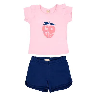 Conjunto DinDon Blusa Estampa Morango + Short Conjunto DinDon Blusa Estampa Morango + Short
