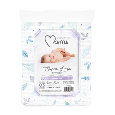 Toalha Fralda Papi Mami Super Luxo 03 Peças 120 x 70 Menino