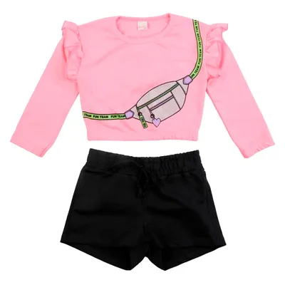 Conjunto Color Girl Blusão Com Babados + Short Conjunto Color Girl Blusão Com Babados + Short